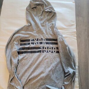 Express Gray Graphic Long Sleeve T-Shirt With Hood Pre-Owned in Great Condition
